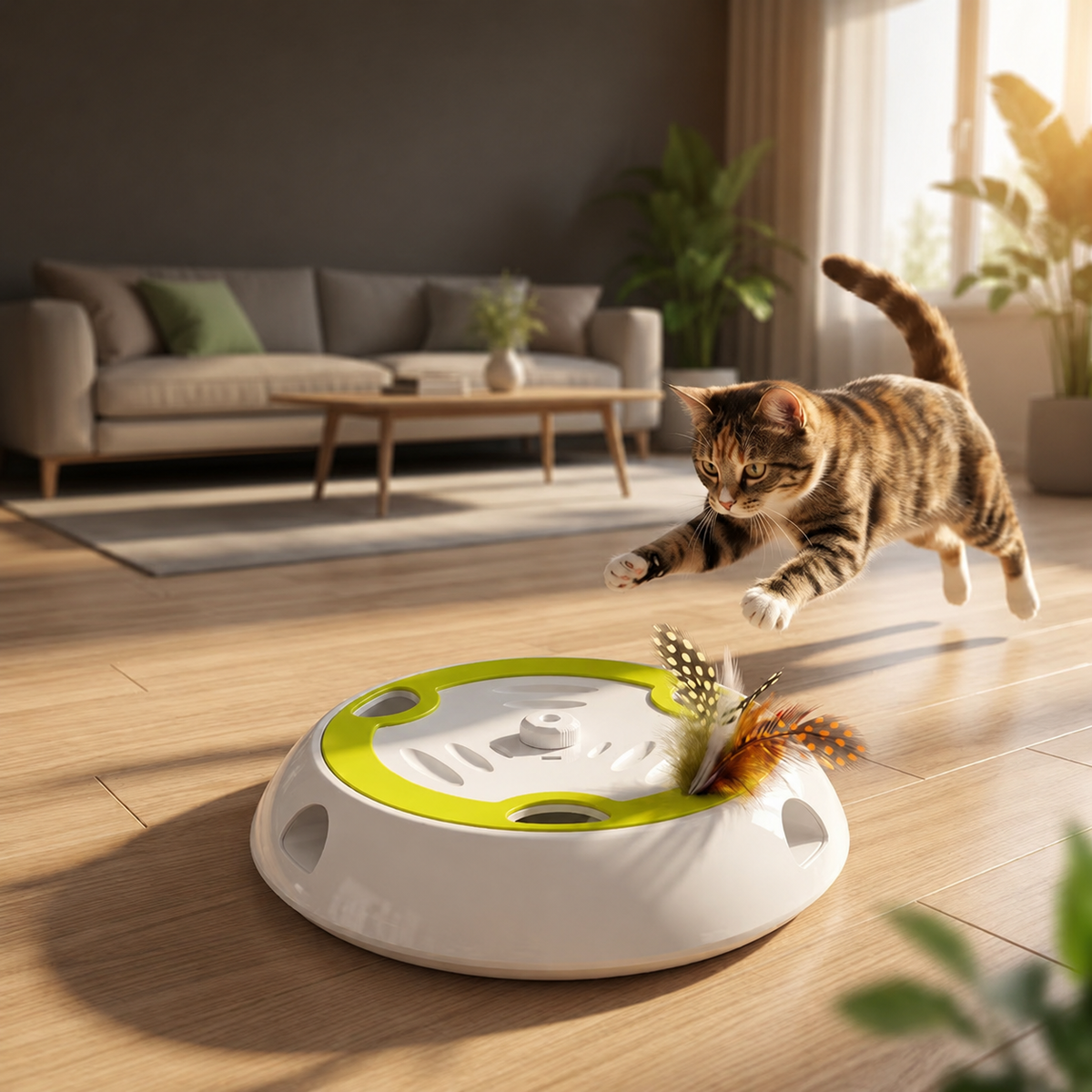 Cat playing alone at home